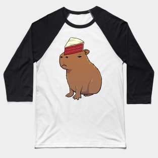 Capybara with Red Velvet Cake on its head Baseball T-Shirt